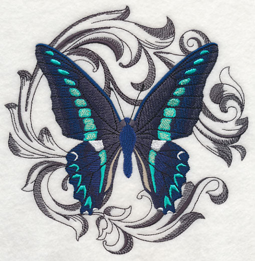 Blue Triangle with Baroque Background