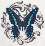 Blue Triangle with Baroque Background