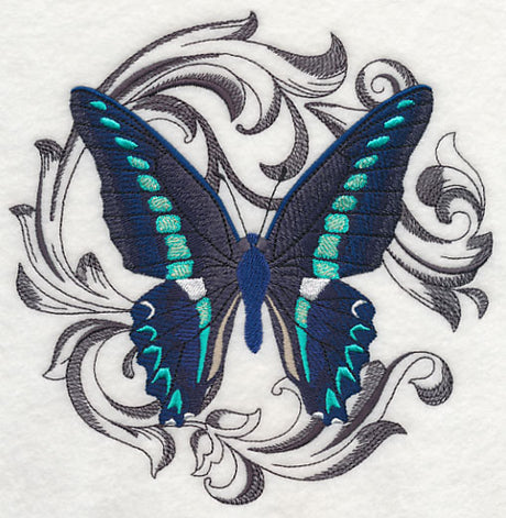 Blue Triangle with Baroque Background