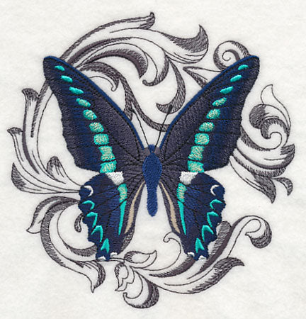 Blue Triangle with Baroque Background