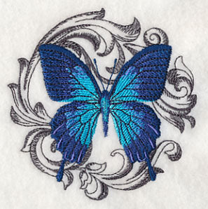 Ulysses Swallowtail with Baroque Background