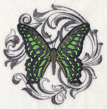 Green Spotted Triangle with Baroque Background