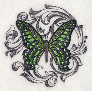 Green Spotted Triangle with Baroque Background