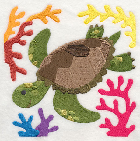 Sea Turtle and Coral