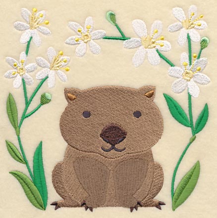 Wombat and Pretty Grass-flag