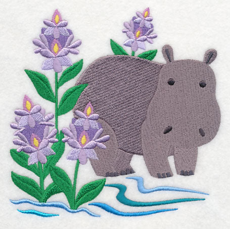 Hippo and Water Hyacinth