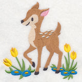 Fawn Frolicking in Flowers
