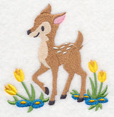 Fawn Frolicking in Flowers