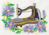 Sewing Machine with Clematis in Watercolor