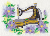 Sewing Machine with Clematis in Watercolor
