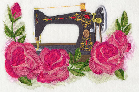 Sewing Machine with Roses in Watercolor