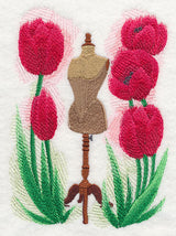 Dress Form with Tulips in Watercolor