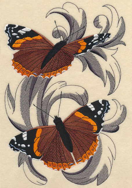 Red Admiral Butterflies with Baroque Background