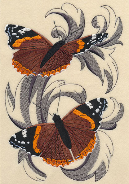 Red Admiral Butterflies with Baroque Background