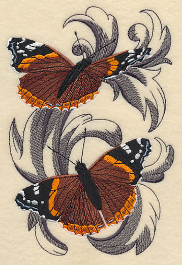 Red Admiral Butterflies with Baroque Background