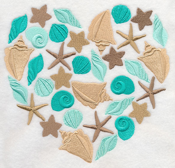 Sea Shells and Starfish Silhouette Heart