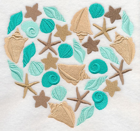 Sea Shells and Starfish Silhouette Heart