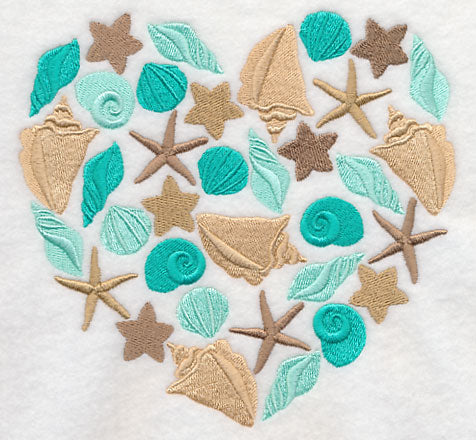 Sea Shells and Starfish Silhouette Heart