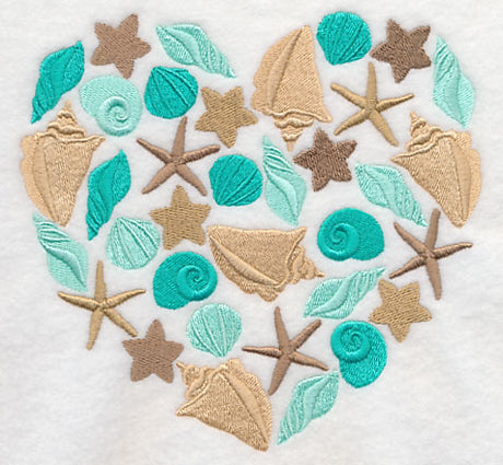 Sea Shells and Starfish Silhouette Heart