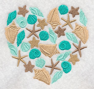 Sea Shells and Starfish Silhouette Heart