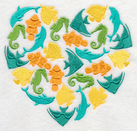 Sea Life Silhouette Heart