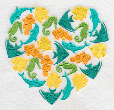 Sea Life Silhouette Heart