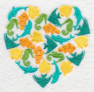 Sea Life Silhouette Heart