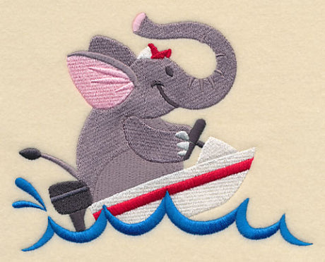 Ernie Elephant in a Speedboat