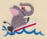 Ernie Elephant in a Speedboat