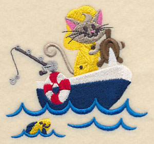 Katie Kitty in a Fishing Boat
