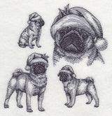 Pugs with Santa Hats Sketch