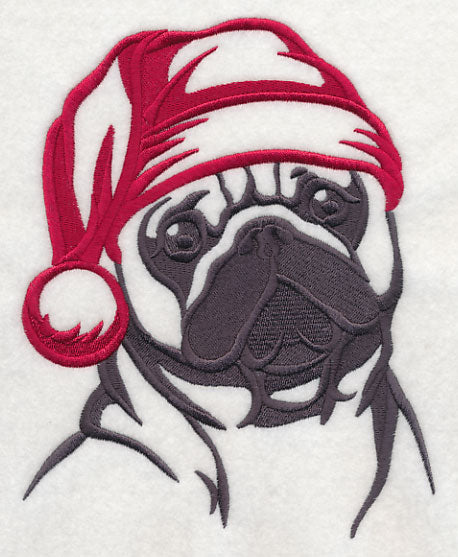 Pug with Santa Hat Silhouette