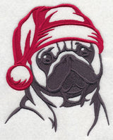 Pug with Santa Hat Silhouette