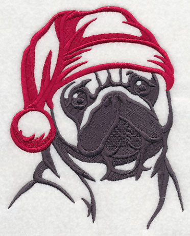 Pug with Santa Hat Silhouette