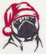 Pug with Santa Hat Silhouette