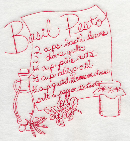 Basil Pesto (Redwork)