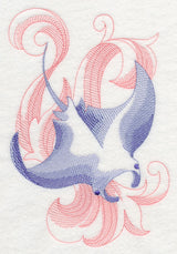 Manta Ray with Baroque Background