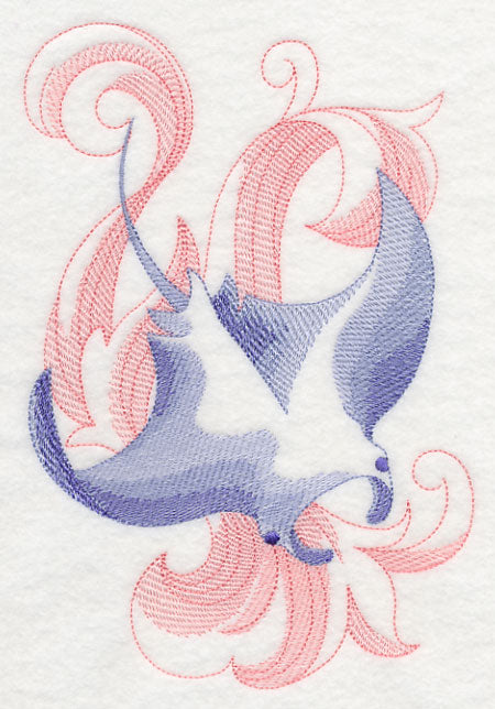 Manta Ray with Baroque Background