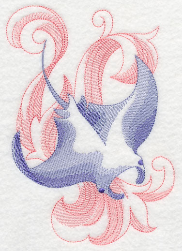 Manta Ray with Baroque Background