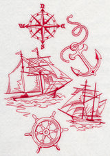 Sailing the Ocean Blue (Redwork)