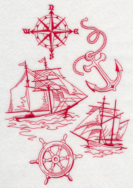 Sailing the Ocean Blue (Redwork)
