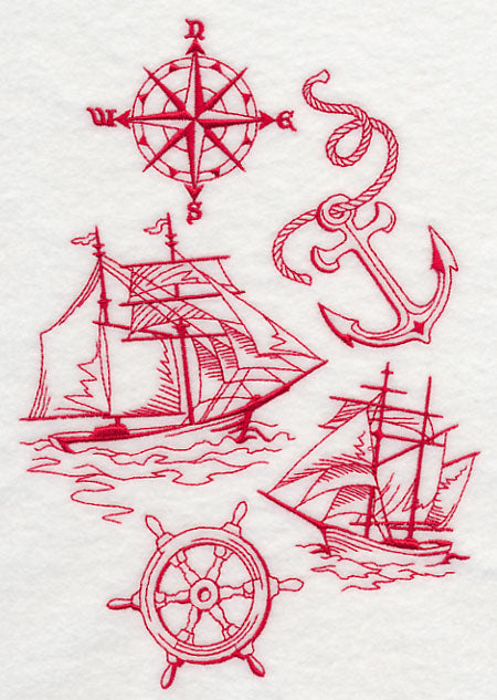 Sailing the Ocean Blue (Redwork)