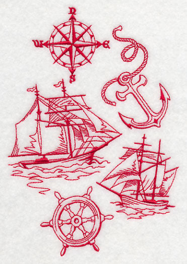Sailing the Ocean Blue (Redwork)