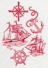 Sailing the Ocean Blue (Redwork)