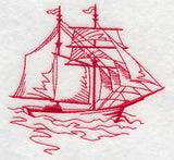 Sailing the Ocean Blue - Tall Ship 1 (Redwork)