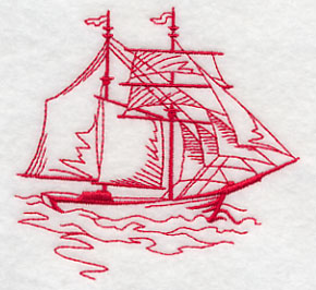 Sailing the Ocean Blue - Tall Ship 1 (Redwork)