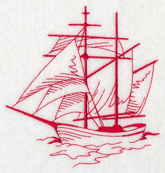 Sailing the Ocean Blue - Tall Ship 2 (Redwork)