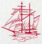 Sailing the Ocean Blue - Tall Ship 2 (Redwork)