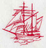 Sailing the Ocean Blue - Tall Ship 2 (Redwork)