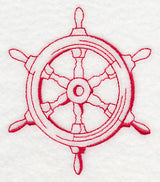 Sailing the Ocean Blue - Ship's Wheel (Redwork)